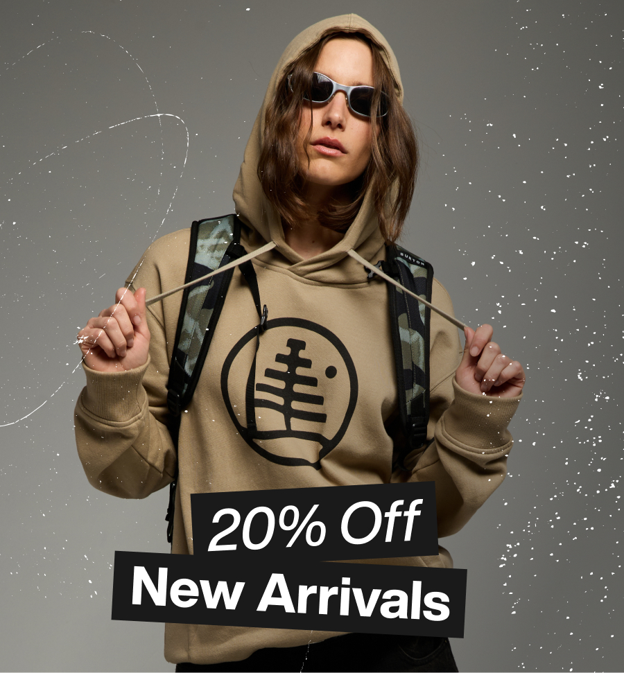 Burton Cultivator T-Shirt in black on a female model, with the text '20% Off Apparel & Bags' 