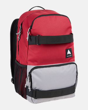 Studio shot of the Burton Treble Yell 21L Backpack in red and grey