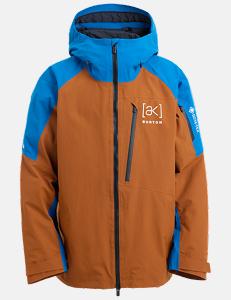 Flat-lay studio shot of the Men's Burton [ak]® Cyclic GORE‑TEX 2L Jacket in Chestnut Brown / Blue Teal