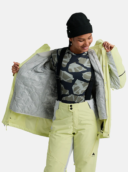 Women's Burton Reserve 2L 3-in-1 Jacket in Glow Yellow Green / Gray Cloud