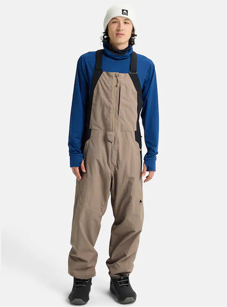 Men's Burton Reserve 2L Relaxed Bib Pants in Summit Taupe / True Black