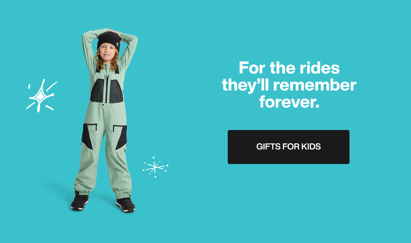 Model wearing Kid's Outerwear with the text 'For the rides they'll remember forever. Gifts for Kids.'