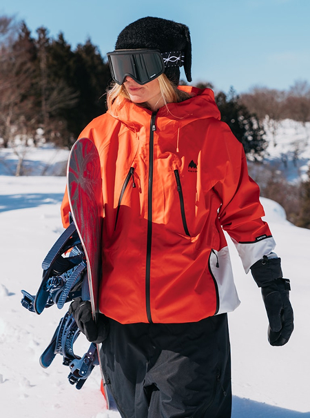 Women's Burton Reserve GORE-TEX 2L Jacket in Fiesta Red / Gray Cloud