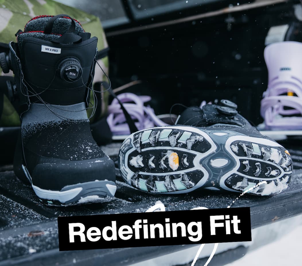 The new Waverange X Pro Burton Boots in black with the text "Redefining Fit".
