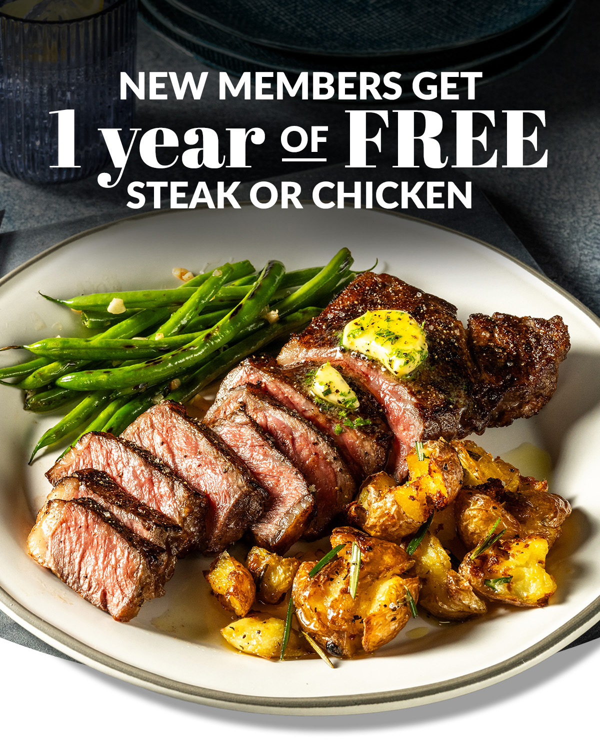 New members get 1 year of free steak or chicken