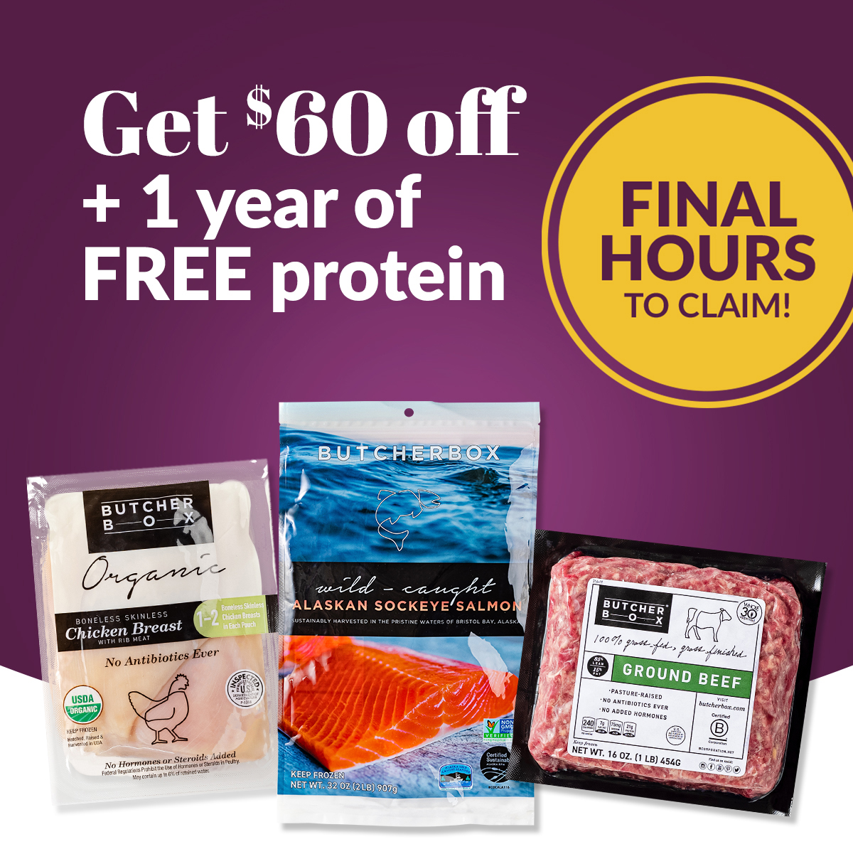Get&nbsp;$60 off + 1 year of&nbsp;FREE protein. Final hours to claim!