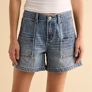 Natural Reflections Utility Pocket Shorts - Light Wash - 16