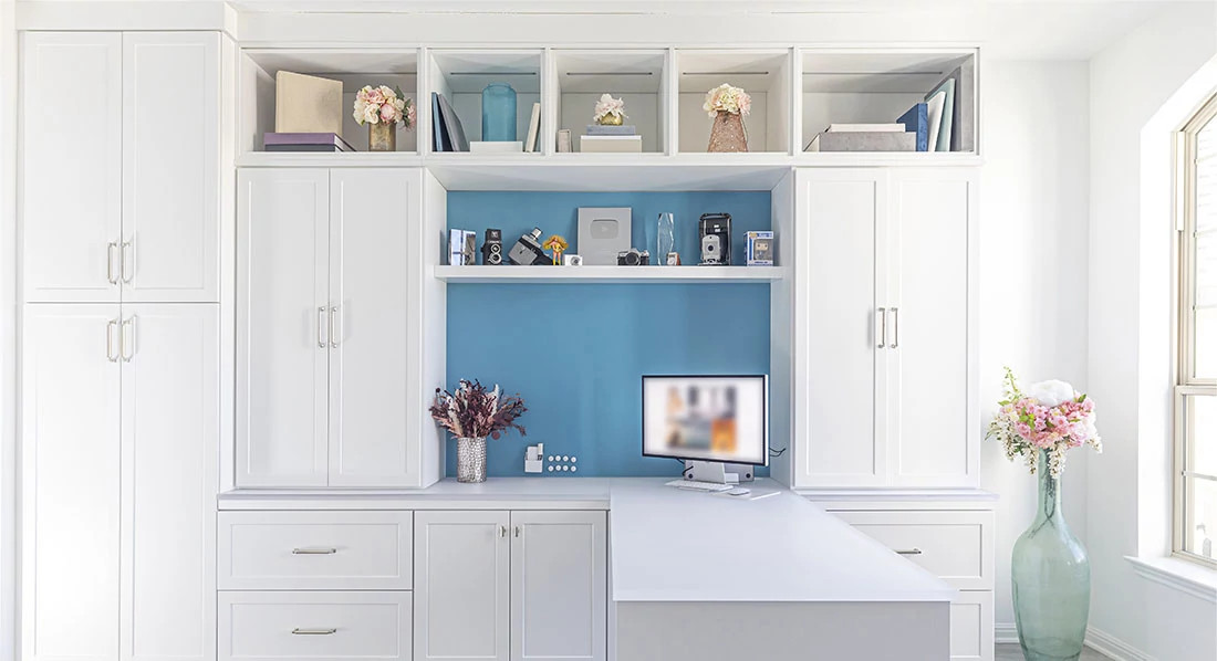 Photo of a custom-designed home office