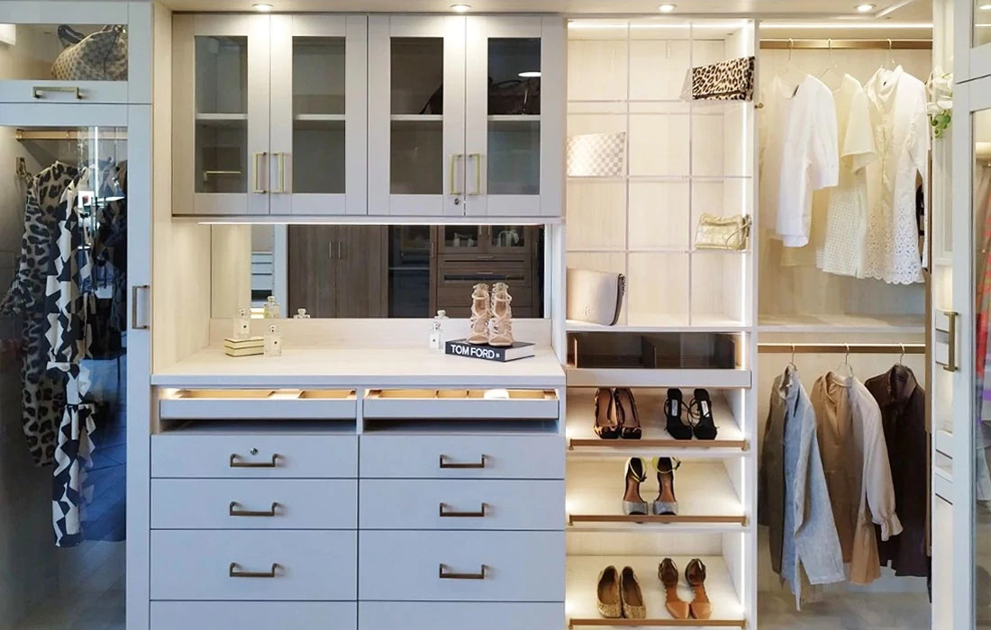 Photo of custom storage with modern dropped handles