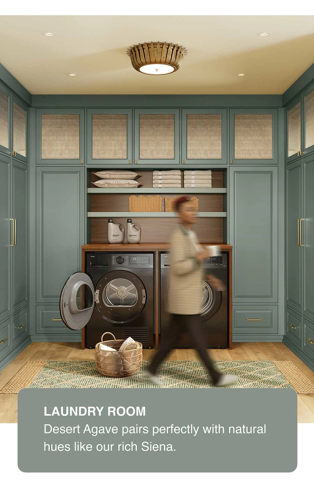 LAUNDRY ROOM - Desert Agave pairs perfectly with natural hues like our rich Siena.
