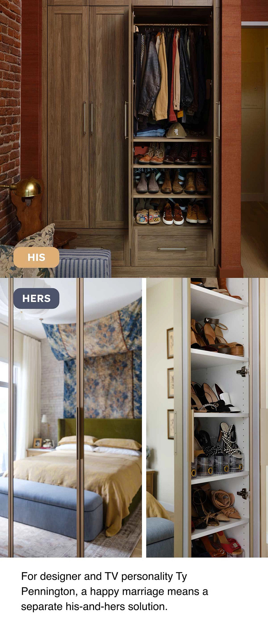 HIS. HERS. For designer and TV personality Ty Pennington, a happy marriage means a separate his-and-hers solution.