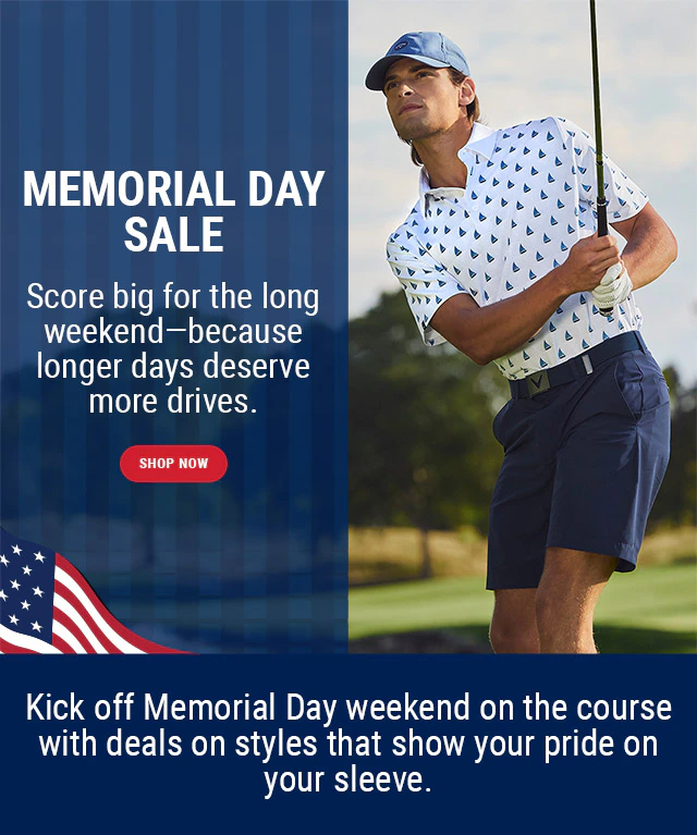 Kick off Memorial Day Weekend on the course with deals on styles that show your pride on your sleeve.