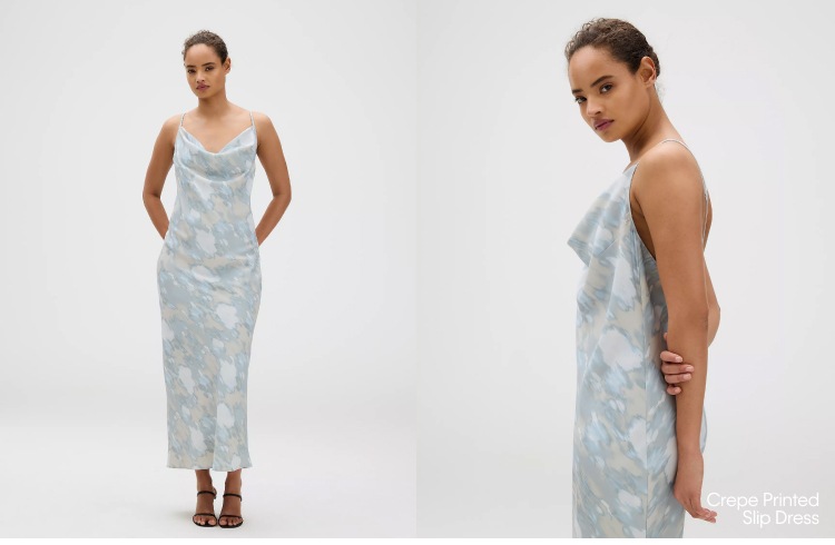 Crepe Printed Slip Dress