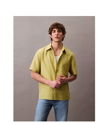 Lyocell Blend Relaxed Button-Down Shirt