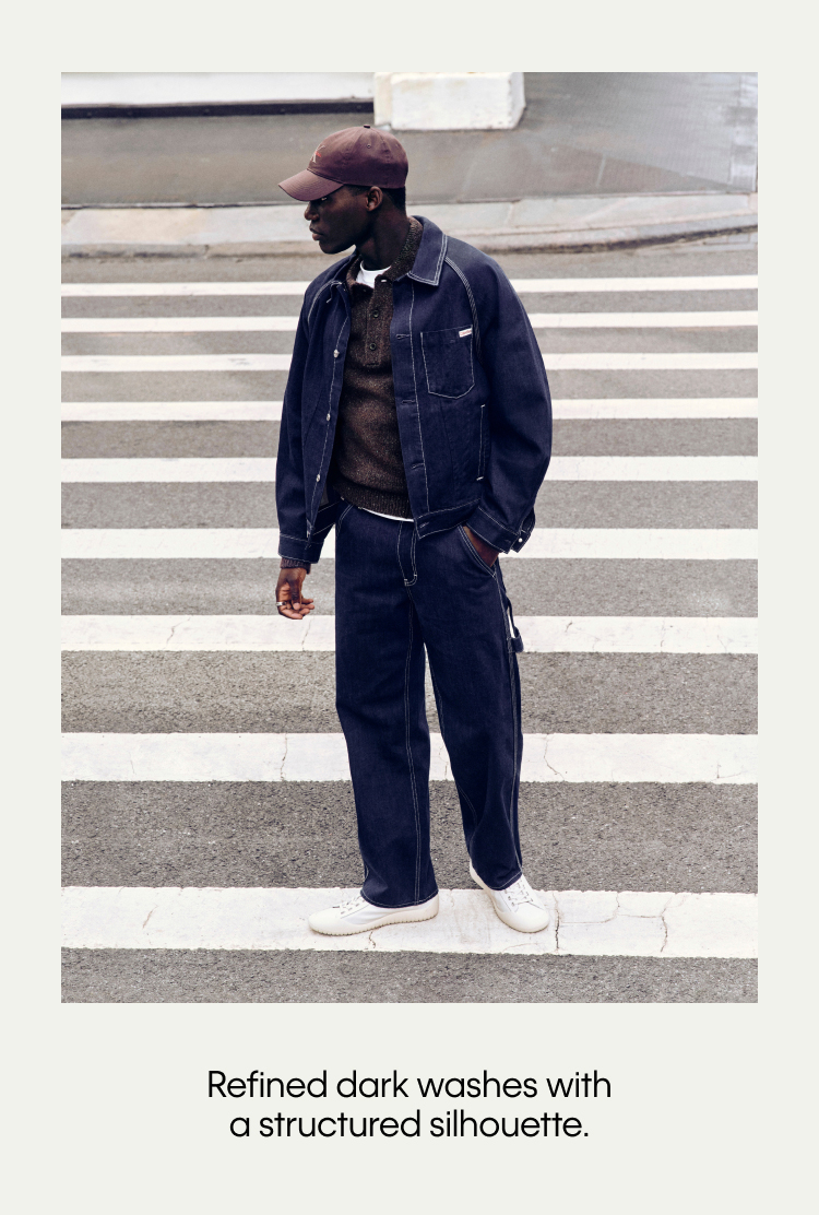 Refined dark washes with a structured silhouette.