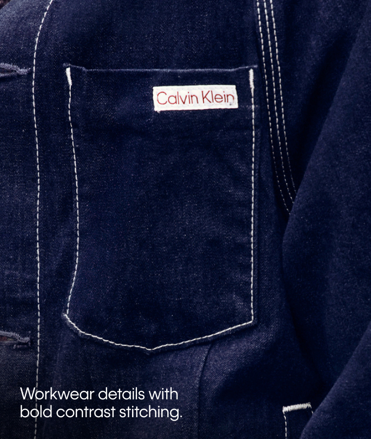 Workwear details with bold contrast stitching.