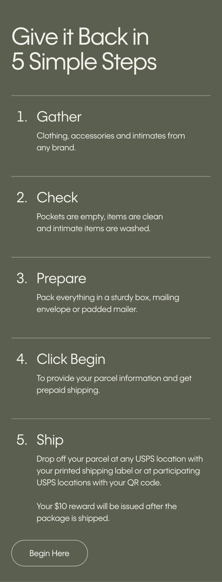 Give it Back in 5 Simple Steps. Begin Here