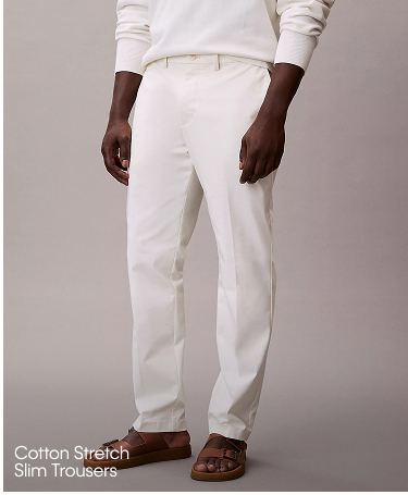 Cotton Stretch Slim Trousers