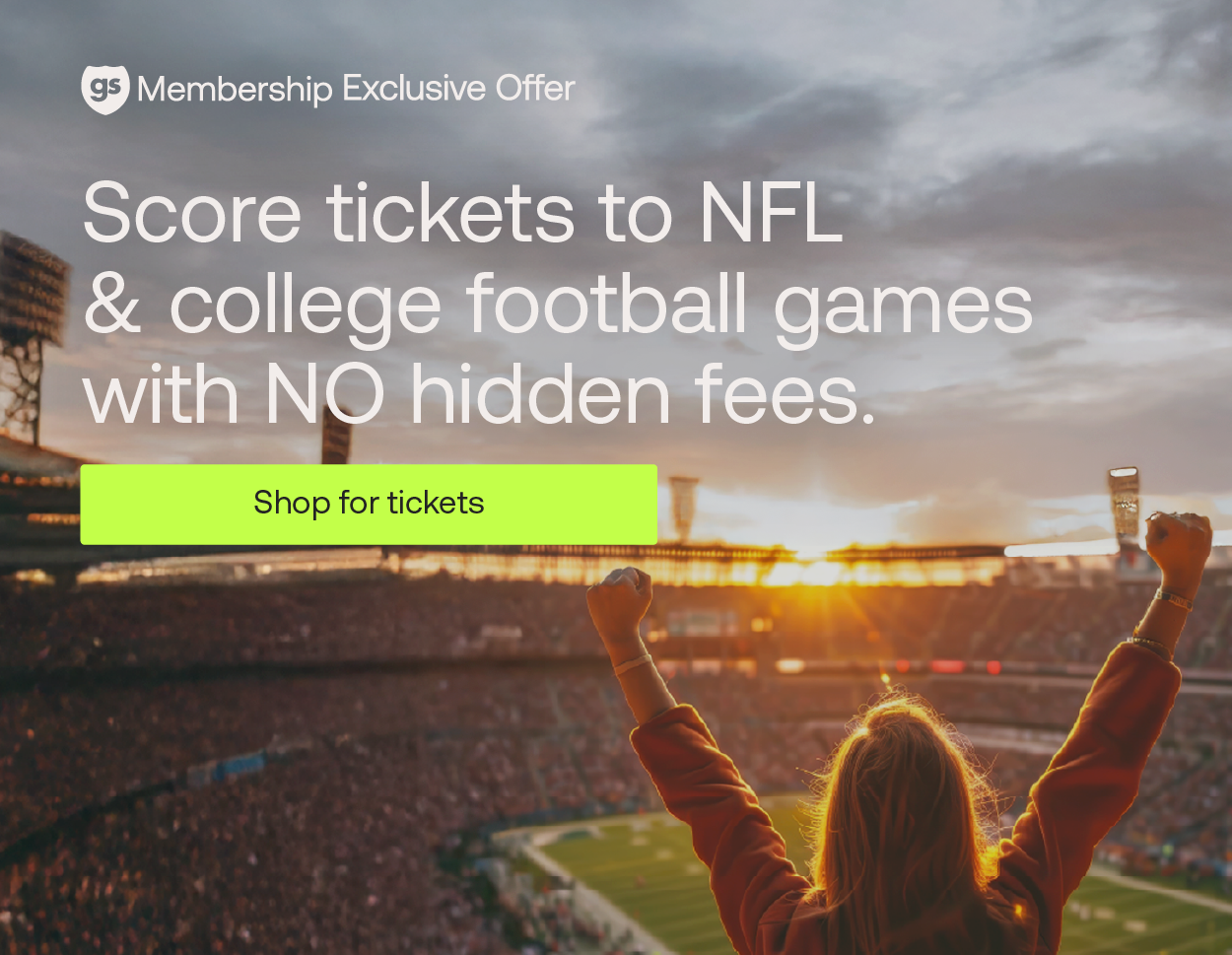 Score tickets to NFL and college football games with NO hidden fees-- Shop for tickets