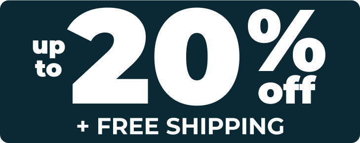 up to 20% off + FREE SHIPPING