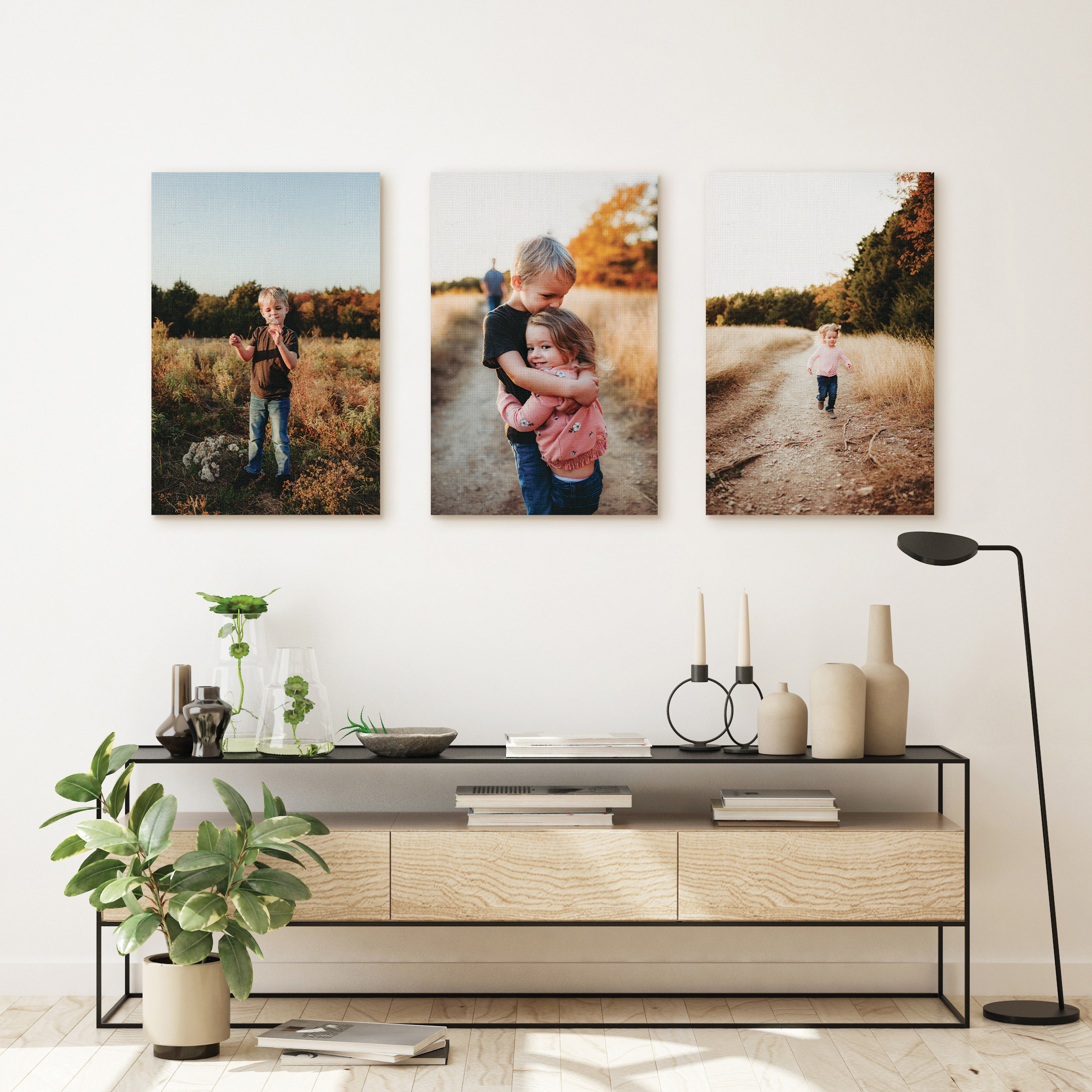 Canvas prints of siblings.