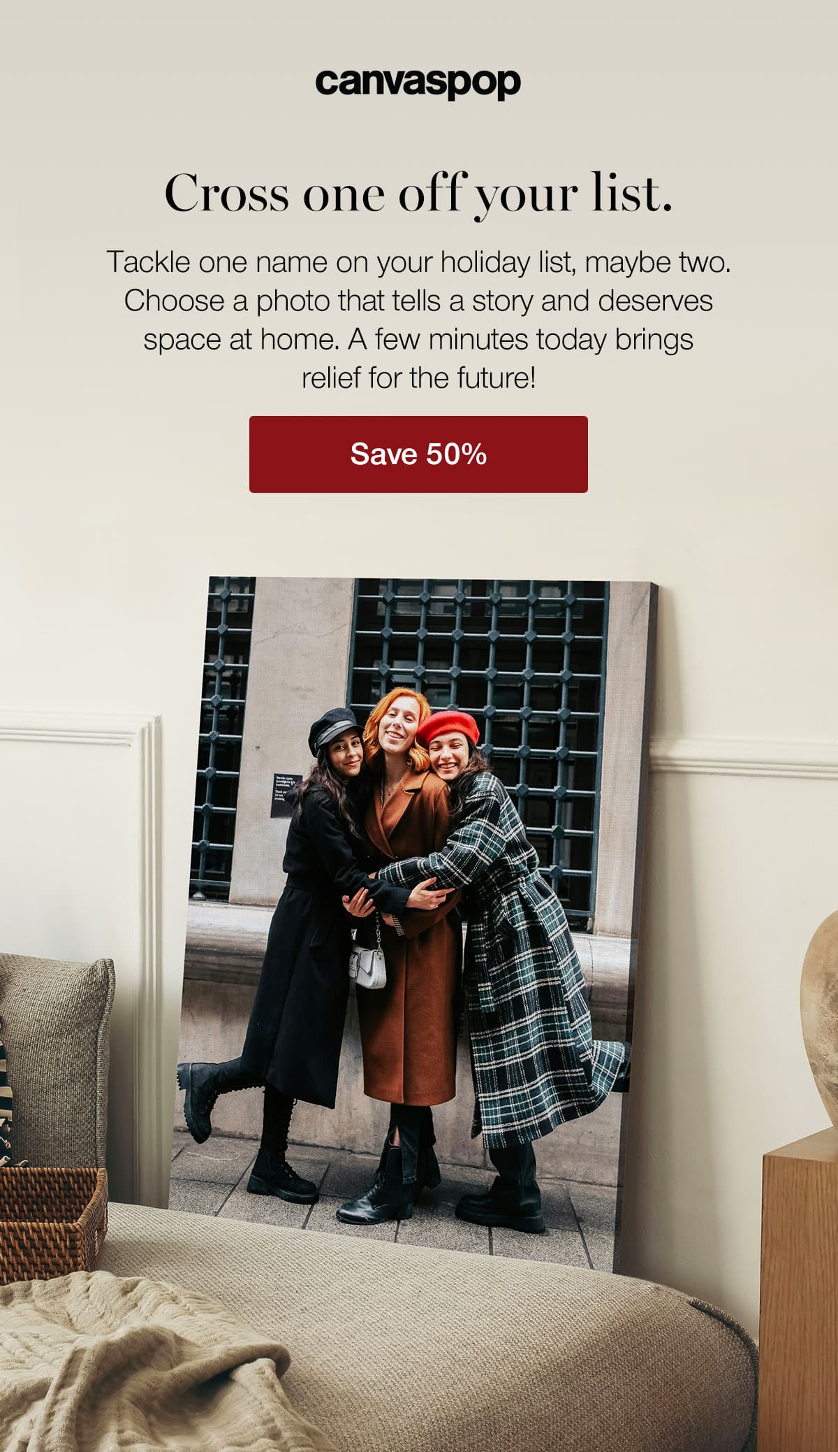 Cross one off your list. Tackle one name on your holiday list, maybe two. Choose a photo that tells a story and deserves space at home. A few minutes today brings relief for the future.