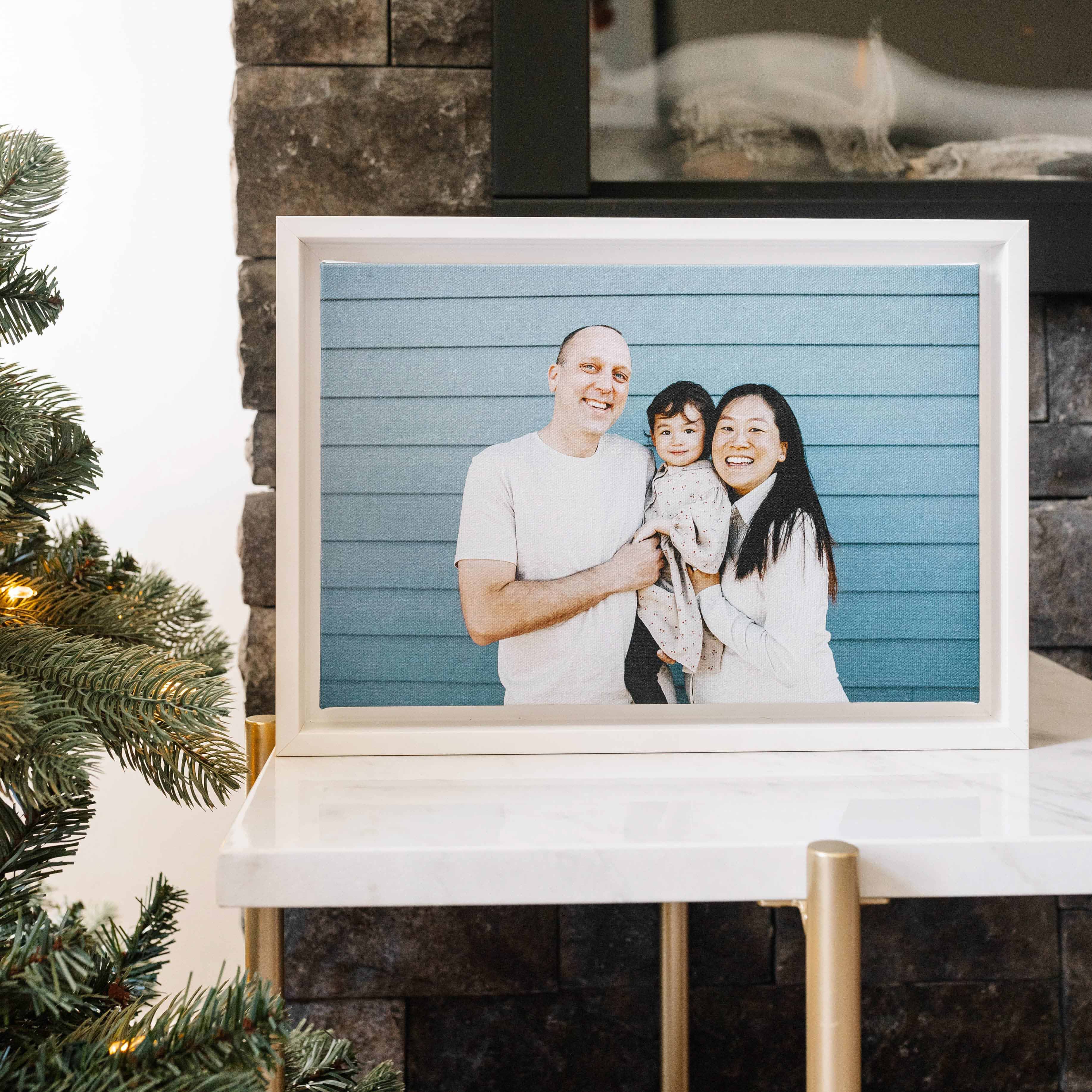 Framed canvas print of family