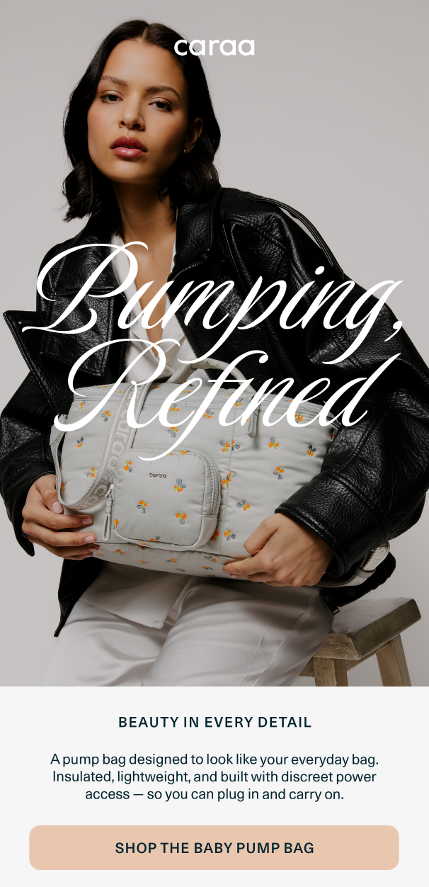 Shop our new embroidered Baby Pump Bag