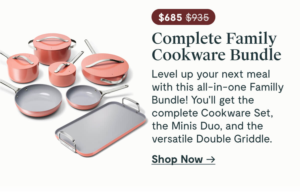 Complete Family Cookware Bundle | $685; was at $935 | Level up your next meal with this all-in-one Family Bundle! You'll get the complete Cookware Set, the Minis Duo, and the versatile Double Griddle. | Shop Now