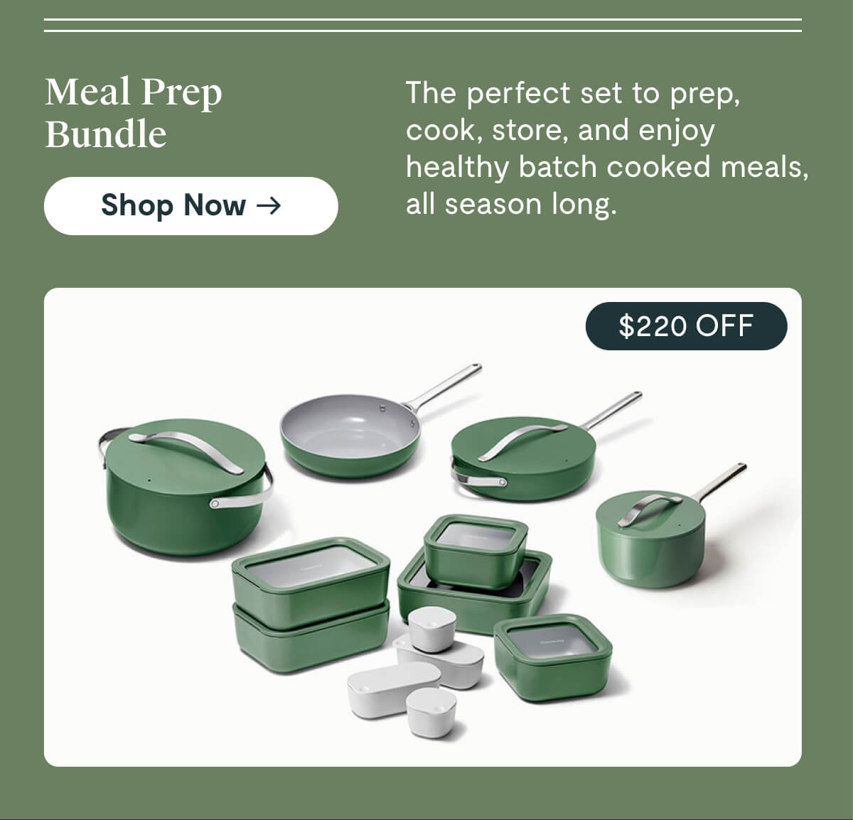 Meal Prep Bundle | The perfect set to prep, cook, store, and enjoy healthy batch cooked meals, all season long. | $220 OFF | Shop Now