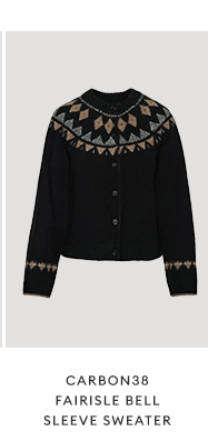 CARBON38 - Fairisle Bell Sleeve Sweater
