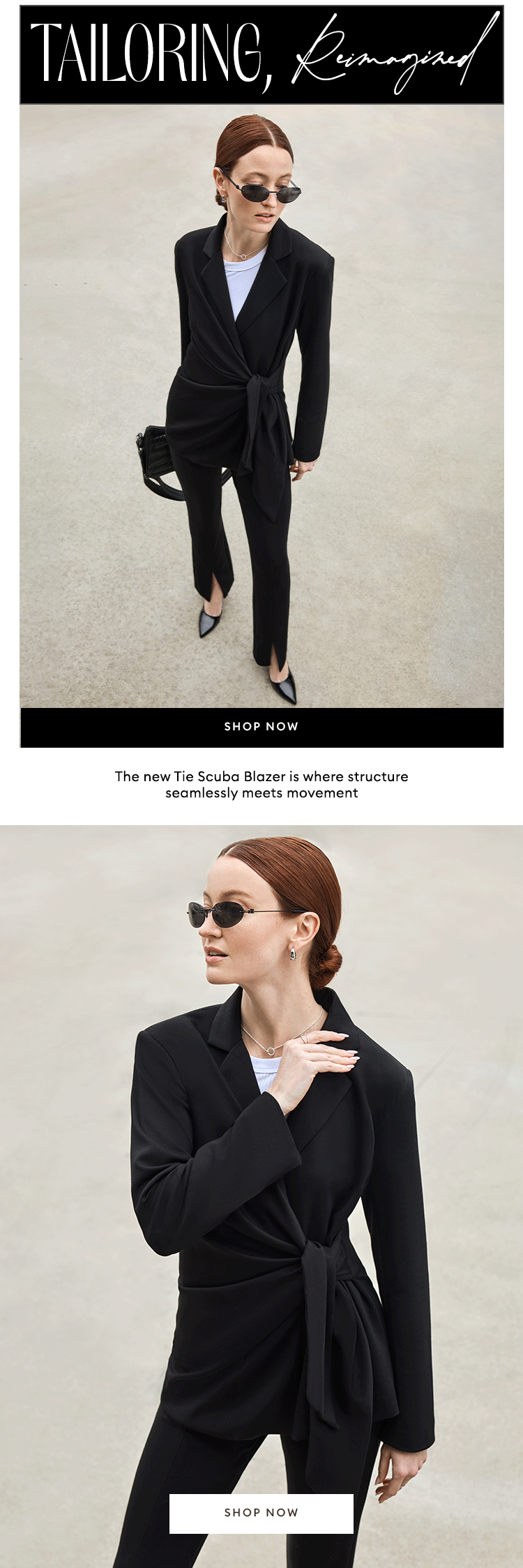 Tailoring, Reimagined. The new Tie Scuba Blazer is where structure seamlessly meets movement