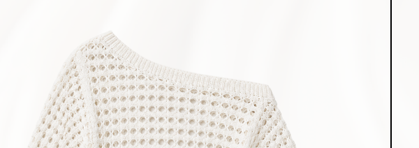 Wide Neck Open Knit Sweater in White