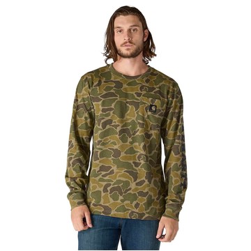 Relaxed Fit Heavyweight Long-Sleeve Pocket Camo Logo Graphic T-Shirt