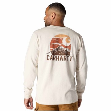 Relaxed Fit Heavyweight Long-Sleeve Mountain Graphic T-Shirt