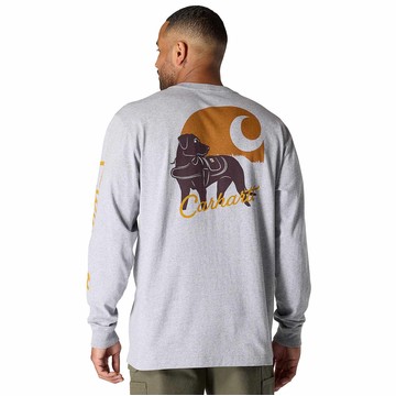 Loose Fit Heavyweight Long-Sleeve Pocket  Dog Graphic T-Shirt