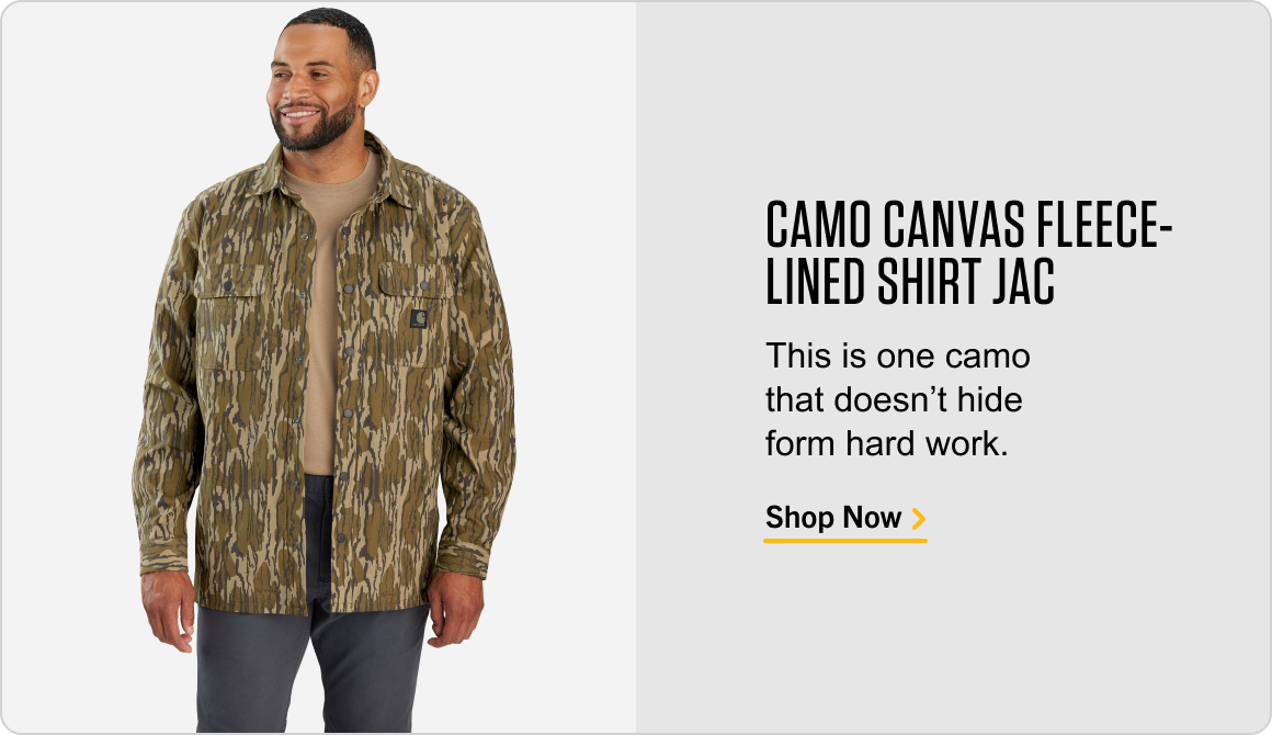 CAMO CANVAS FLEECE-LINED SHIRT JAC
