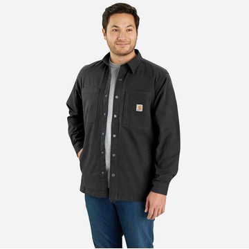 Rugged Flex® Relaxed Fit Canvas Fleece-Lined Snap-Front Shirt Jac