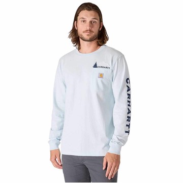 Relaxed Fit Heavyweight Long-Sleeve Pocket Mountain Graphic T-Shirt
