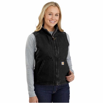 Women's Sherpa Lined Vest - Relaxed Fit - Washed Duck