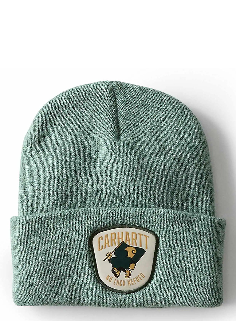 Knit Shamrock Patch Beanie