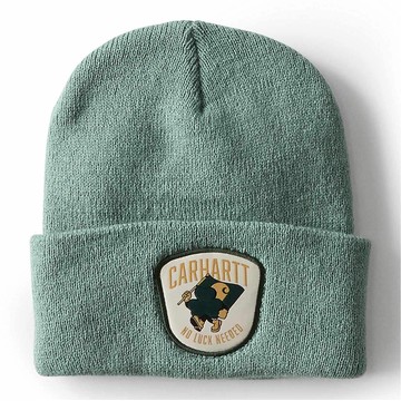 Knit Shamrock Patch Beanie