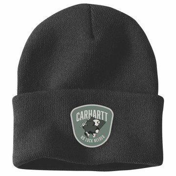 Knit Shamrock Patch Beanie