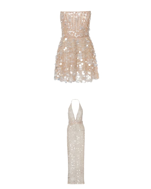Crystal-Embroidered Halterneck Gown