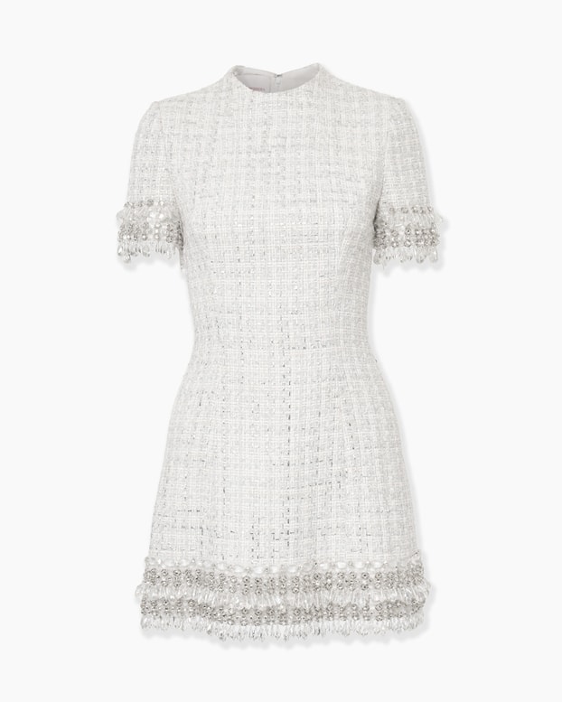 Tweed Mini Dress with Raindrop Embroidery