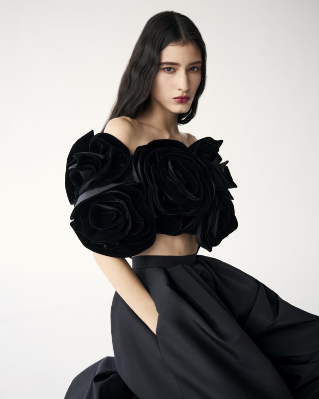 Velvet Flower Bandeau Top