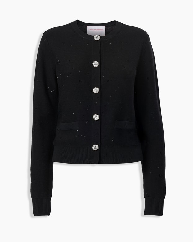 Sequined Cardigan with Pearl Buttons