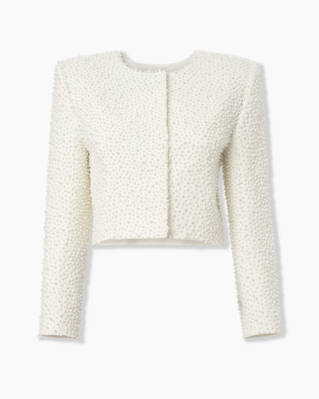 Pearl-Embroidered Cropped Jacket