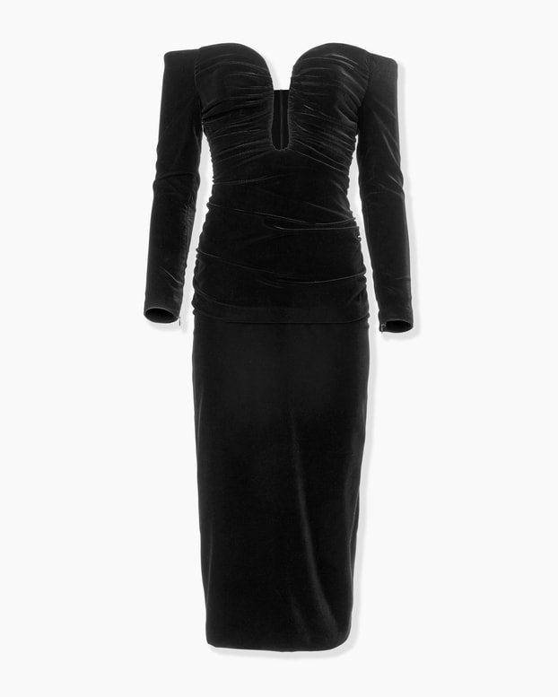 U-Neck Velvet Midi Dress