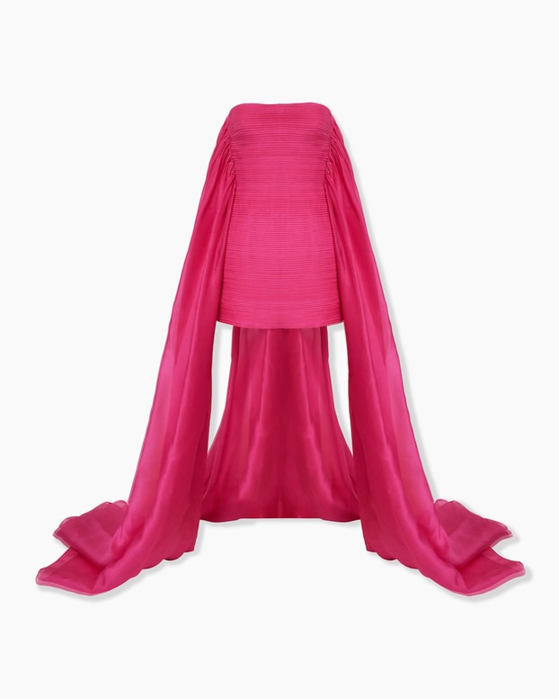Organza Mini Dress with Train